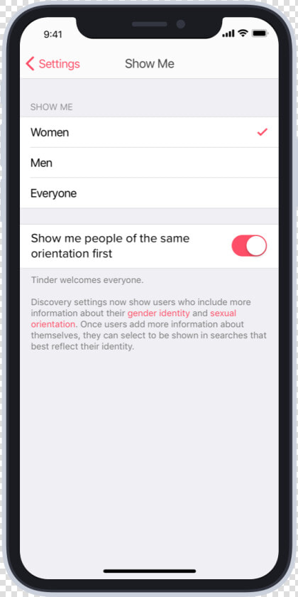 Discovery Preferences   Tinder Discovery Sexual Orientation  HD Png DownloadTransparent PNG