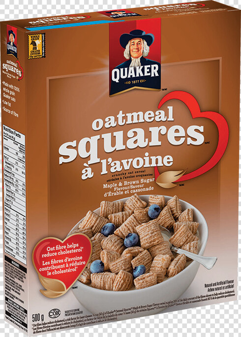 Quaker® Oatmeal Squares™ Maple  amp  Brown Sugar Flavour   Quaker Oat Bran Squares Cereal  HD Png DownloadTransparent PNG