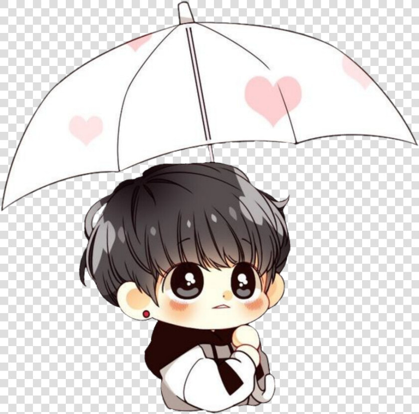  bts  cute  chibi  rain  umbrella  jungkook   Jungkook Bts Chibi  HD Png DownloadTransparent PNG