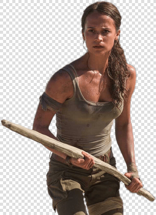 Lara Croft Holding A Wooden Stick   Tomb Raider Alicia Vikander Sexy  HD Png DownloadTransparent PNG