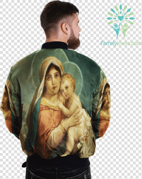 Mary And Baby Jesus Over Print Jacket  tag Familyloves   Hold A Beast An Angel  HD Png DownloadTransparent PNG