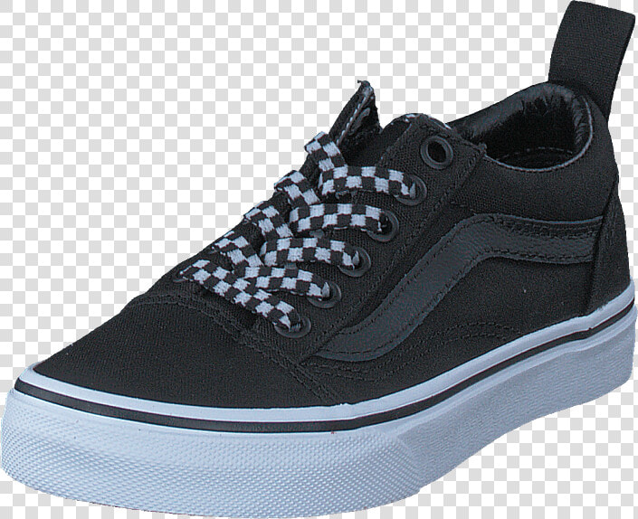 Uy Old Skool Elastic Lace Check Lace Black true White   Skate Shoe  HD Png DownloadTransparent PNG