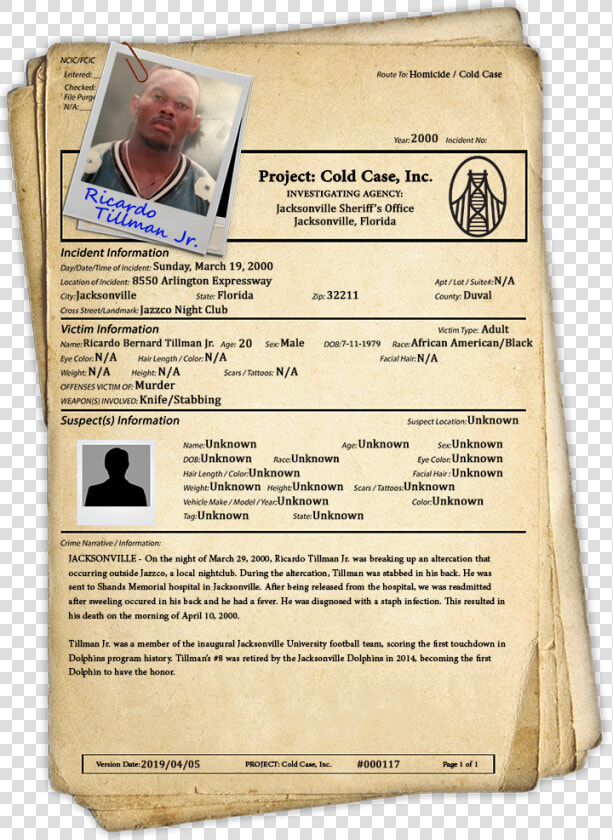 Unsolved Cold Case Ricardo Rico Tillman Jr   Cold Case File  HD Png DownloadTransparent PNG