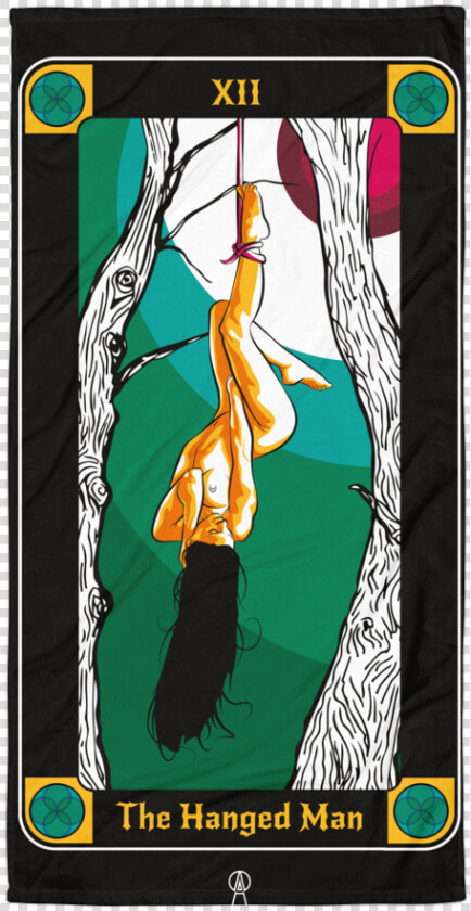 The Hanged Man Beach Towel Tarot Cards   Cartoon  HD Png DownloadTransparent PNG