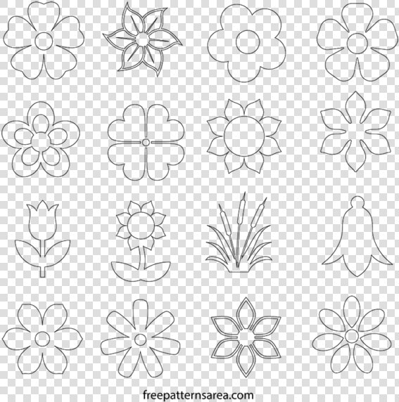 Simple Flower Outline   Vector Simple Flower Outline  HD Png DownloadTransparent PNG