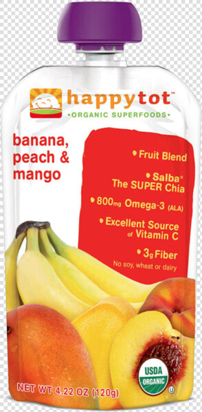 Happy Tot Organic Superfoods Bananas  Peaches  amp  Mangos   Plastic Bottle  HD Png DownloadTransparent PNG