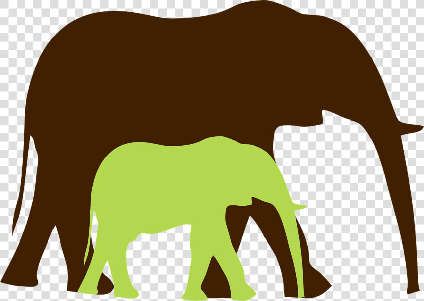 Green Baby Elephant And Mom 2 Clip Art At Clkercom  HD Png DownloadTransparent PNG