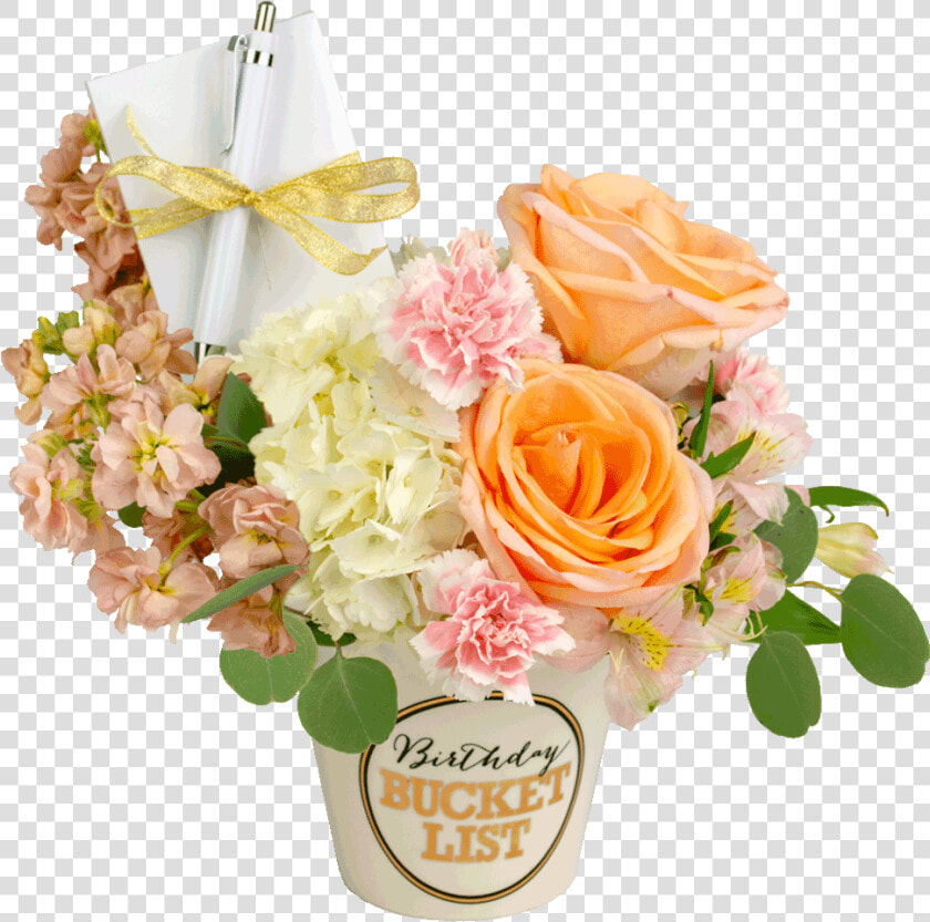 Pastel Birthday Bucket List Bouquet   Birthday Flower Bucket  HD Png DownloadTransparent PNG