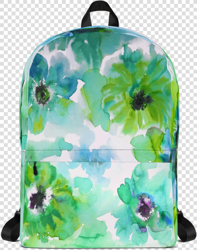 Watercolor Anemones Green Backpack Llama Luv Co  HD Png DownloadTransparent PNG