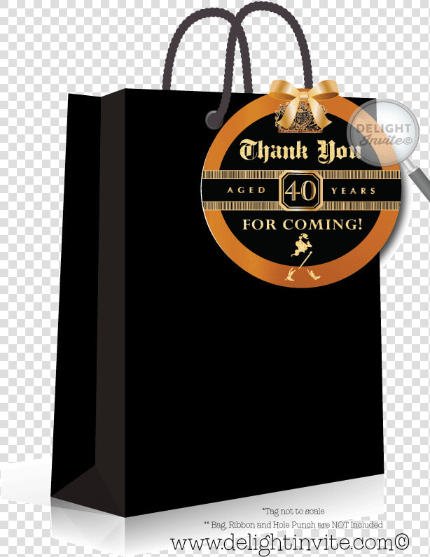 Johnnie Walker Black Label 40th Birthday Favor Tag   Thank You Note On Goodie Bag  HD Png DownloadTransparent PNG