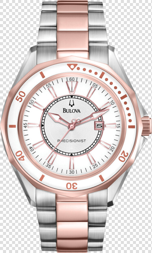 Bulova Precisionist Ladies Watch   Silver Rose Gold Watch  HD Png DownloadTransparent PNG