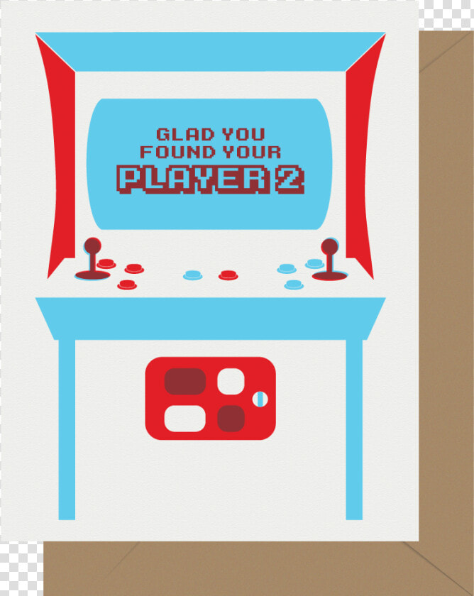 Player 2 Arcade Game Letterpress Greeting Card   Graphics  HD Png DownloadTransparent PNG