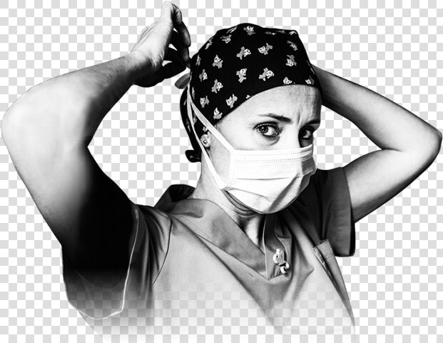 Nurse Tying On Her Surgical Mask With A Serious Look   Bandana  HD Png DownloadTransparent PNG