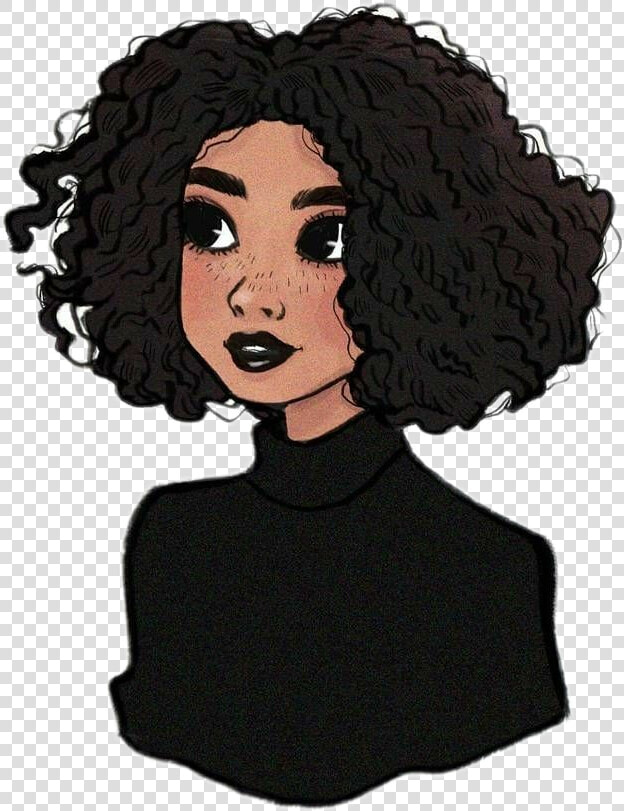 Girl Draw Black Curlyhair   Curly Hair Girl Drawing  HD Png DownloadTransparent PNG