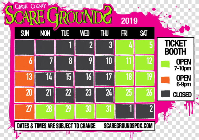 2019 Scaregrounds Haunted House Calendar   Clark County Scaregrounds  HD Png DownloadTransparent PNG