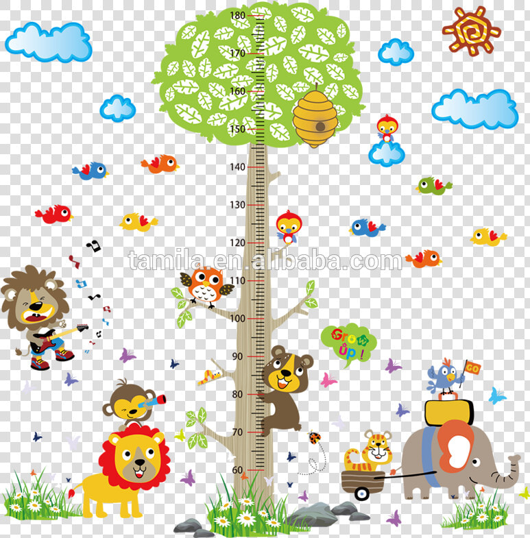 Kids Cartoon Jungle Forest Animals Zoo Monkey Tree   Wall Decal  HD Png DownloadTransparent PNG