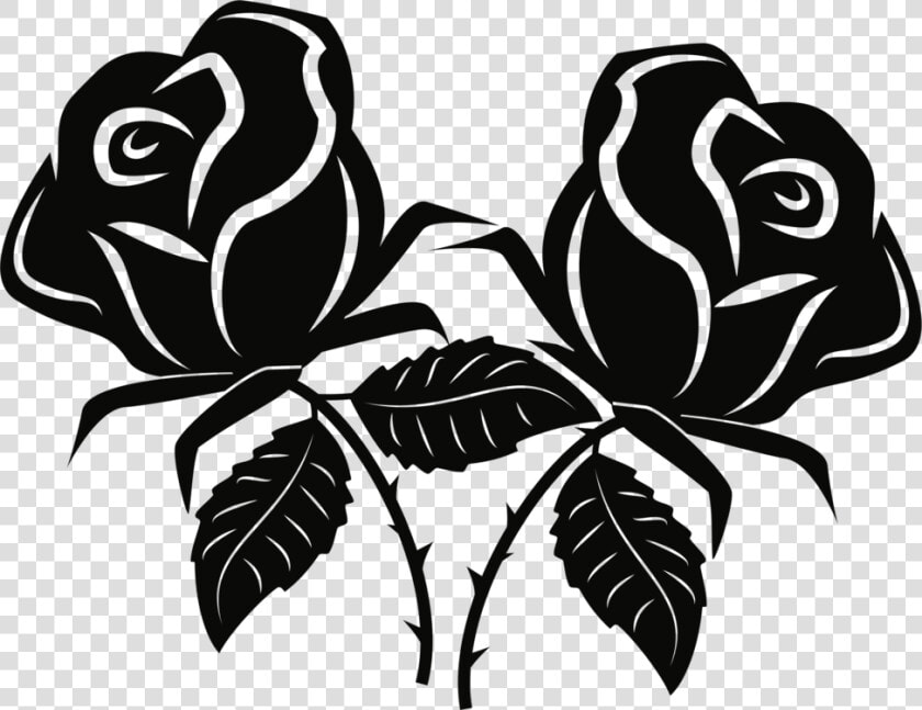 Black Rose Sticker Download Corel Cc0   Rose Flower Vector Black And White  HD Png DownloadTransparent PNG