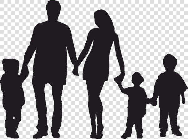 Extended Family Child Marriage Divorce   Family Of 5 Silhouette  HD Png DownloadTransparent PNG