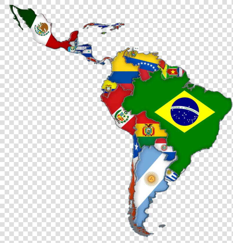 Map Latin Of Flags America South Clipart   Latin America Map With Flags  HD Png DownloadTransparent PNG