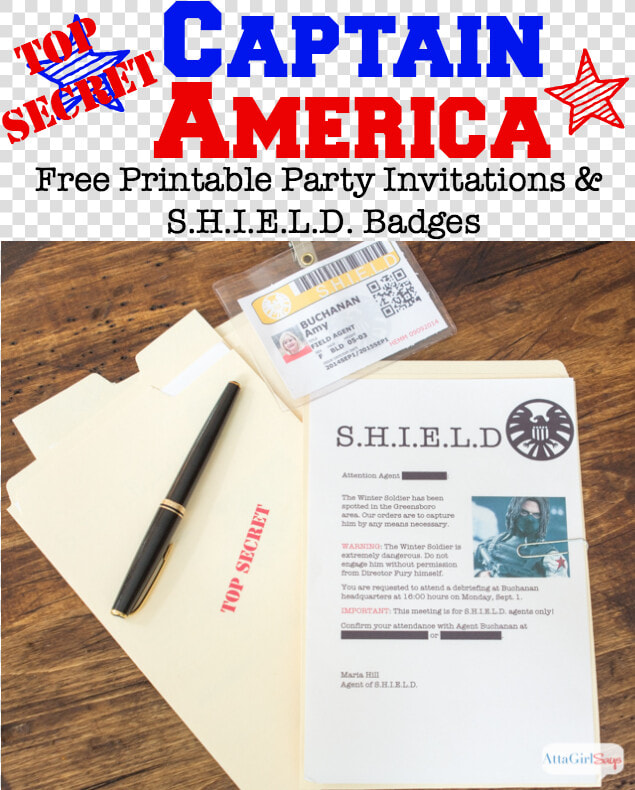 Download These Captain America Printable Party Invitations   Agents Of Shield Invitation  HD Png DownloadTransparent PNG