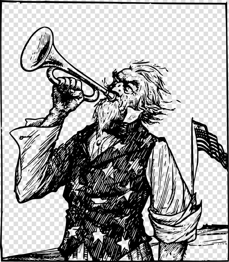 Uncle Sam With Bugle Clip Arts   Desenho De Soldado Tocando Corneta  HD Png DownloadTransparent PNG