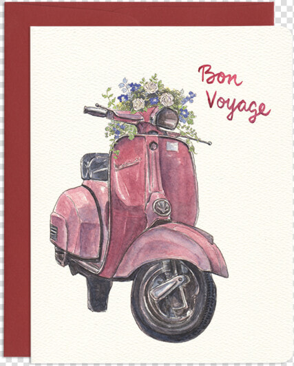 Bon Voyage Scooter   Old Scooter Motorcycle Drawing  HD Png DownloadTransparent PNG