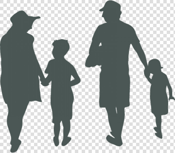 Silhuouette Of Two Adults And Two Children Holding   Silhouette  HD Png DownloadTransparent PNG