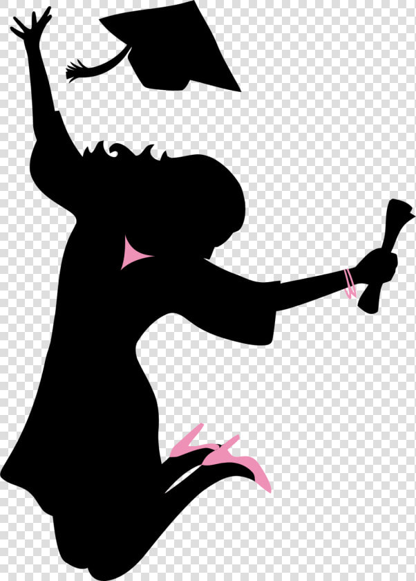 Graduation Ceremony Clip Art Silhouette Image Vector   Graduation Girl Silhouette Jumping  HD Png DownloadTransparent PNG