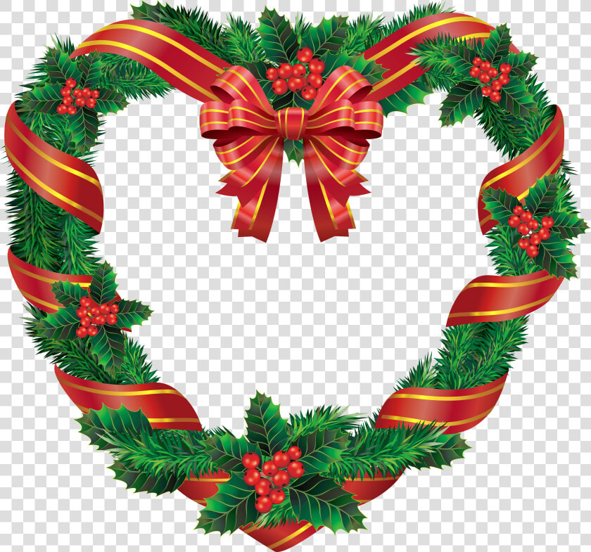 Christmas Bows  Merry Christmas  Clipart Images  Clip   Heart Christmas Wreath Clipart  HD Png DownloadTransparent PNG