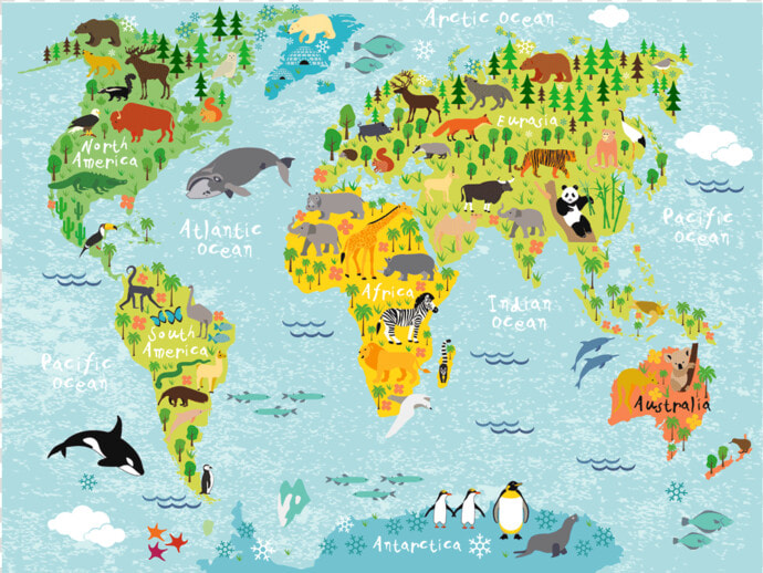 World Map Rectangular Placemat Class   Childrens World Map  HD Png DownloadTransparent PNG