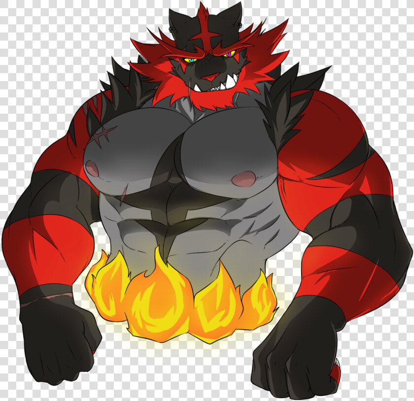 Bara District Red Fictional Character   Furry Incineroar Muscle  HD Png DownloadTransparent PNG