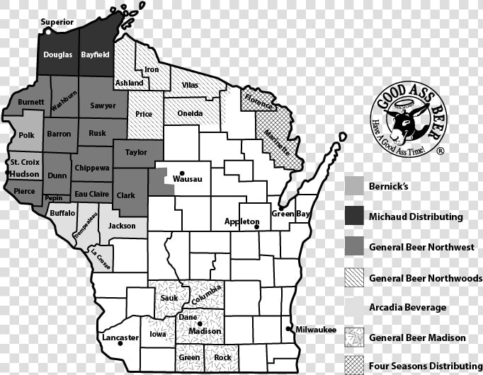 Wisconsin Distribution Map For Good Ass Beer   Dane County  HD Png DownloadTransparent PNG