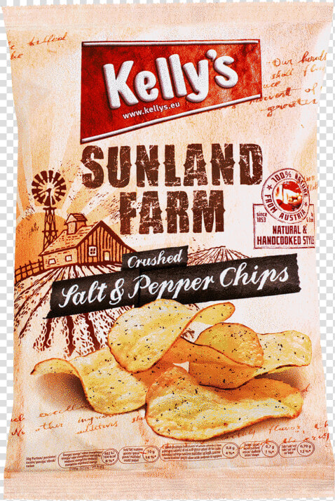 Verpackung Von Kelly S Sunland Farm Chips Crushed Salt   Potato Chip  HD Png DownloadTransparent PNG