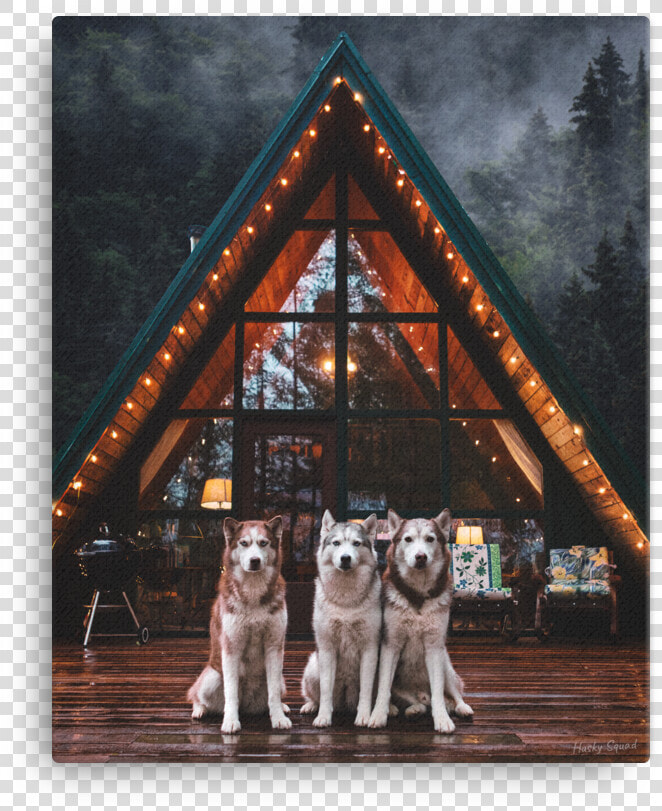 Cozy A frame Cabin Canvas   Husky Dog And Cabin  HD Png DownloadTransparent PNG