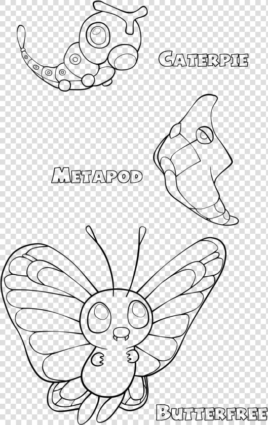 Pokemon Coloring Pages Butterfree Caterpie Line Page   Caterpie Coloring Page  HD Png DownloadTransparent PNG