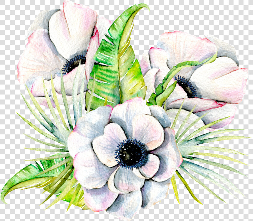 Hand Painted Three Elegant Flowers Png Transparent   Bouquet  Png DownloadTransparent PNG