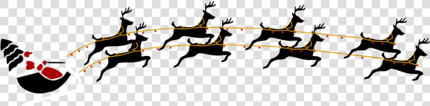 Santa With Eight Reindeer   Santa And Reindeer Png  Transparent PngTransparent PNG