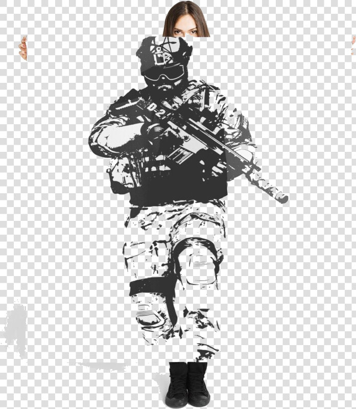 Soldier Us Clipart Scarf Transparent Png   Drawing Clipart Gun Soldier  Png DownloadTransparent PNG