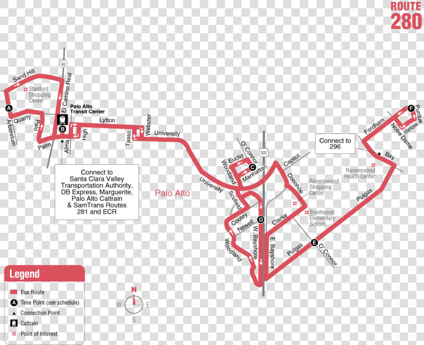 Route 280 Map   280 Bus Route  HD Png DownloadTransparent PNG