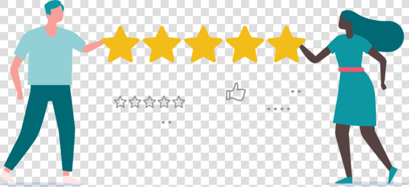 Characters Holding A Five Star Rating Illustrating   Online Review  HD Png DownloadTransparent PNG