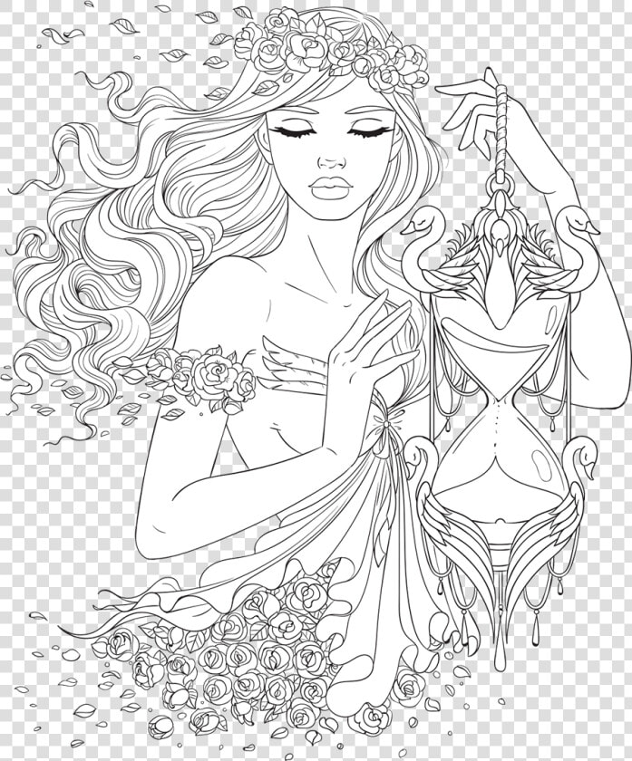 Coloring Printable Coloring Book Pages Line Artsy Free   Colouring Pages For Adults Girl  HD Png DownloadTransparent PNG