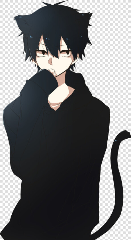  anime  boy  cute  nekoboy  neko   Cute Anime Boy With Black Hair  HD Png DownloadTransparent PNG