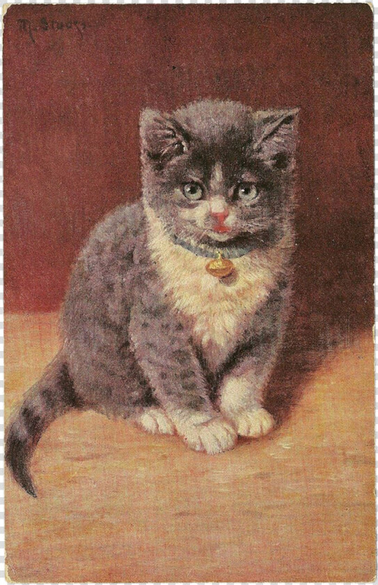 Clip Art Vintage Postcard Signed M   Kitten  HD Png DownloadTransparent PNG