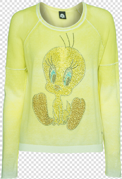 Fashion Frogbox Tweety Sparkle Yellow Fine Knit Sweater   Long sleeved T shirt  HD Png DownloadTransparent PNG