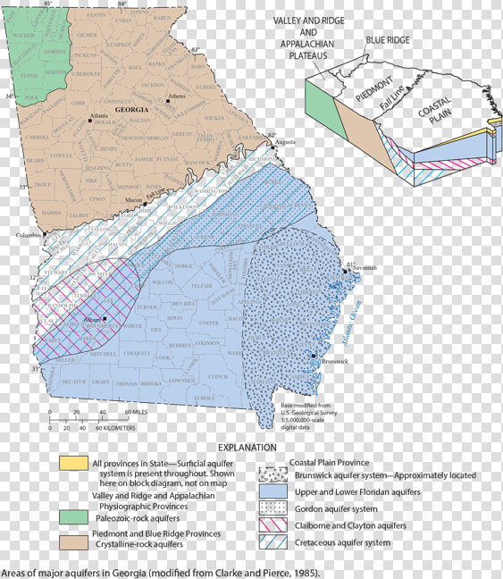 Map Of Major Georgia Aquifiers   Georgia Aquifers  HD Png DownloadTransparent PNG