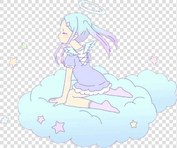  kawaii  cute  anime  girl  angel  cloud  star  pixel   Kawaii Anime Angel Girl  HD Png DownloadTransparent PNG