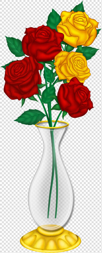 Transparent Flowers In Vase Png   Rose Flower Vase Drawing  Png DownloadTransparent PNG