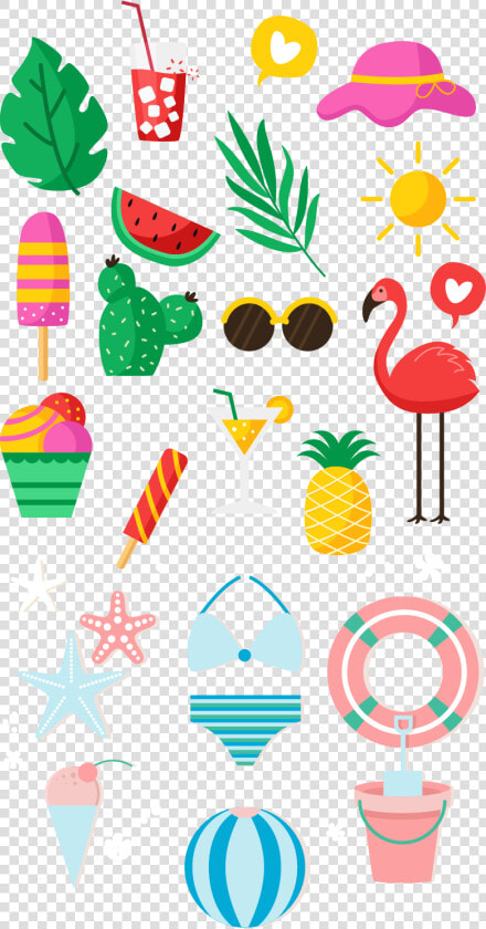  summer  icecream  watermelon  juice  pineapple  sun   Transparent Summer Elements Png  Png DownloadTransparent PNG