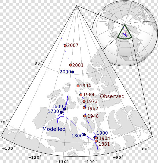 Magnetic North Pole Positions   Location Of Magnetic North Over Time  HD Png DownloadTransparent PNG