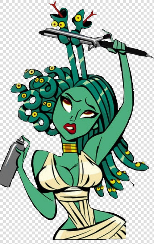 Medusa Cartoon   Medusa Curly Hair  HD Png DownloadTransparent PNG